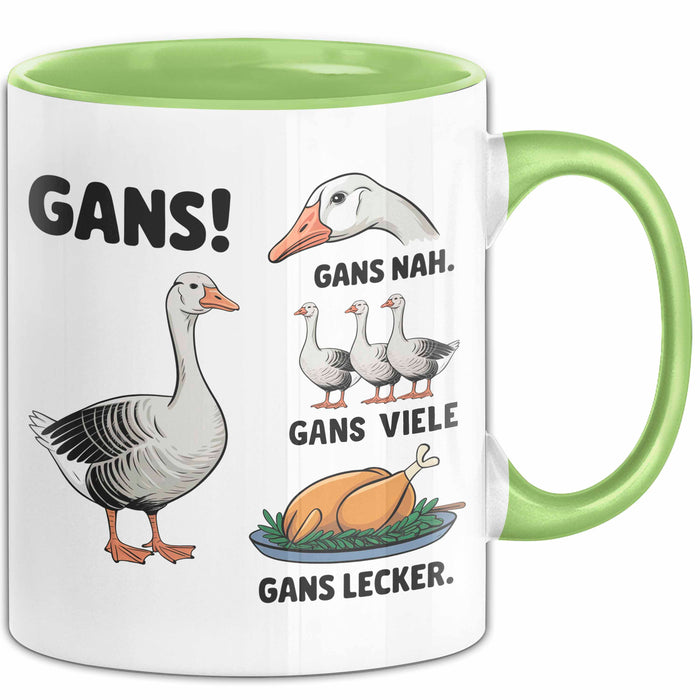 Gans Tier Gänse Bauer Tasse Becher Geschenk Lustige Geschenkidee Spruch Gänsearten Grün Trendation