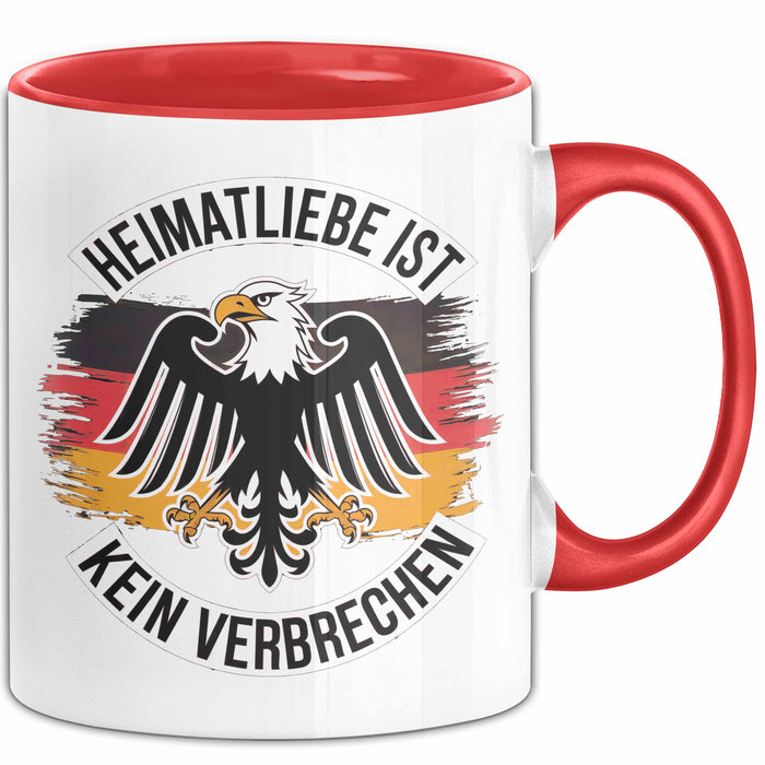 Deutscher Adler Vogel Tasse Geschenk Lustige Geschenkidee Spruch Heimat Liebheit Ist Kein Verbrechen Deutschland Eagle Rot Trendation
