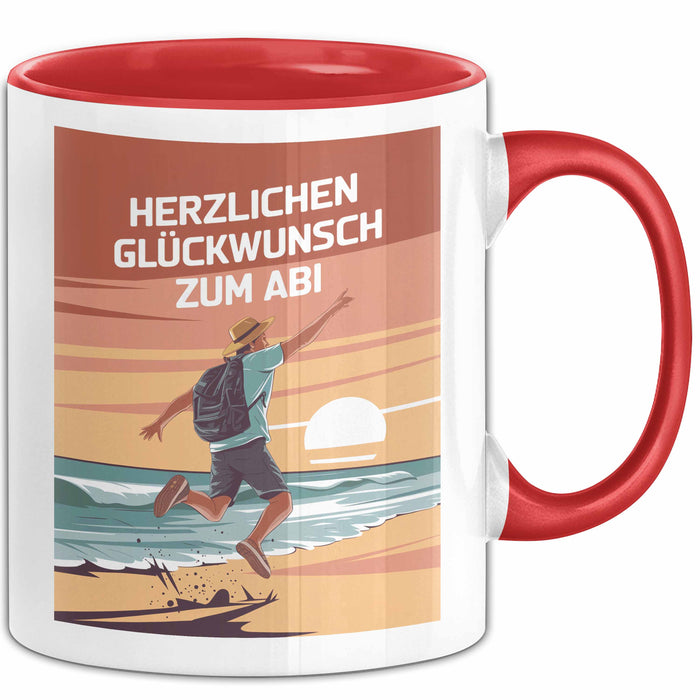 Schüler Abschluss Tasse Geschenk Lustige Geschenkidee Spruch Herzlichen Glückwünsche Zum Abi Rot Trendation