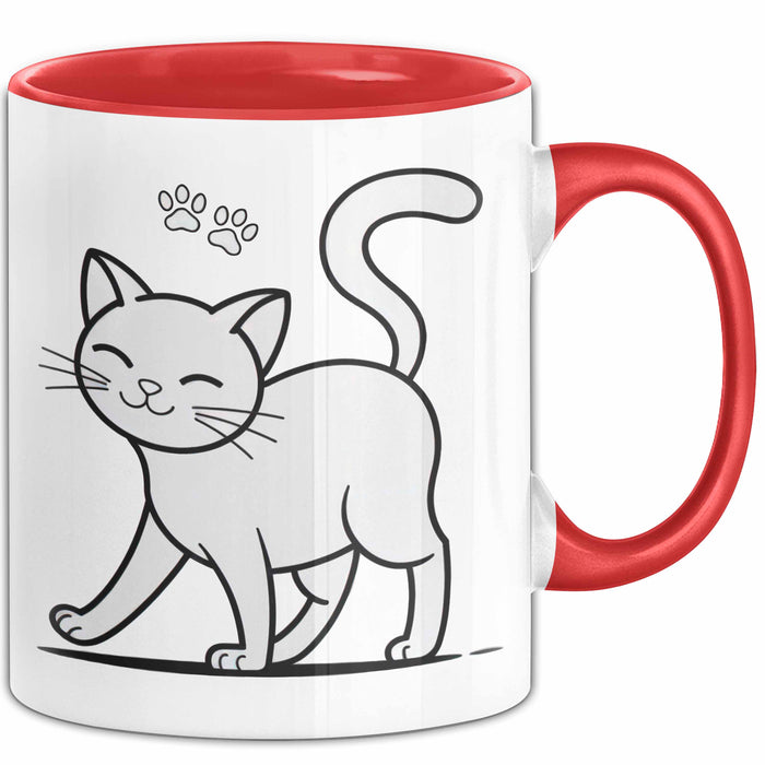 Katzen Tierliebhaber Tasse Geschenk Lustige Geschenkidee Spruch Rot Trendation