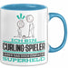 Curling-Spieler Geschenk Tasse Ich Bin Curling-Spieler Aber Sag Doch Einfach Superheld Lustige Geschenkdiee für Curling-Spieler Kaffee-Becher Blau Trendation