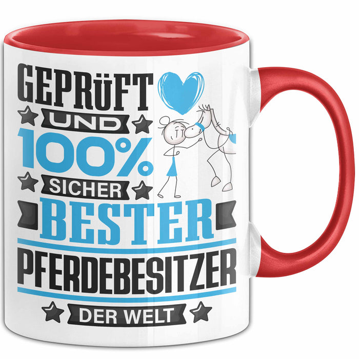Pferdebesitzer Geschenk Lustiger Spruch für Pferdebesitzer Geschenkidee Bester Pferdebesitzer Der Welt Rot Trendation