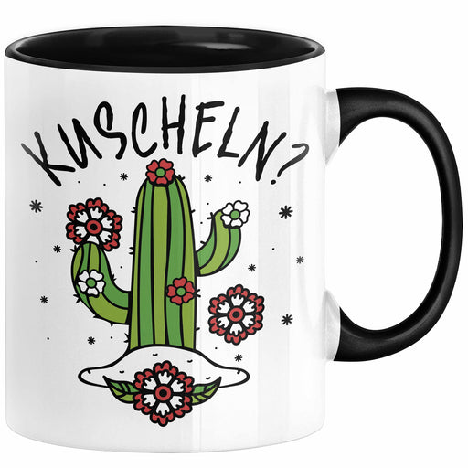 Kaktus Tasse Geschenk Kuscheln Sarkasmus Humor Geschenkidee Kaffee-Becher Kaktus-Liebhaber Frauen Schwarz Trendation