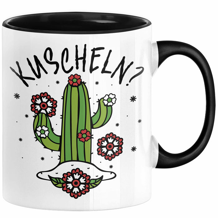 Kaktus Tasse Geschenk Kuscheln Sarkasmus Humor Geschenkidee Kaffee-Becher Kaktus-Liebhaber Frauen Schwarz Trendation