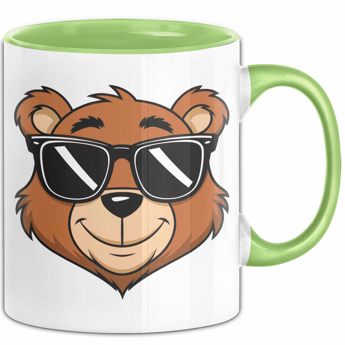 Teddybär Tier Sonnenbrille Tasse Geschenk Lustige Geschenkidee Spruch Grün Trendation