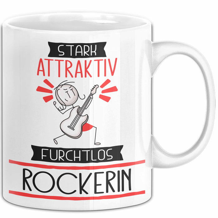Rockerin Tasse Geschenk Becher Stark Attraktiv Furchtlos Rockerin Lustige Geschenkidee Weiß Trendation