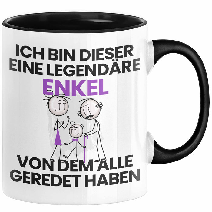 Enkel Geschenk Tasse Lustige Geschenkidee Geburtstag für Enkel Ich Bin Dieser Legendäre Enkel Von Dem Alle Geredet Haben Kaffee-Becher Schwarz Trendation