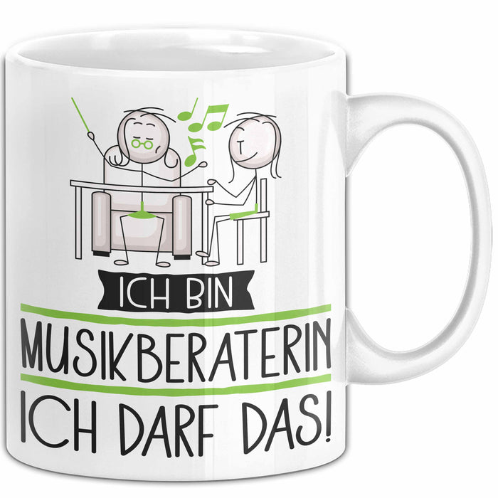 Geschenk für Musikberaterin Tasse Lustige Geschenkidee Geburtstag Ich Bin Musikberaterin Ich Darf Das Weiß Trendation