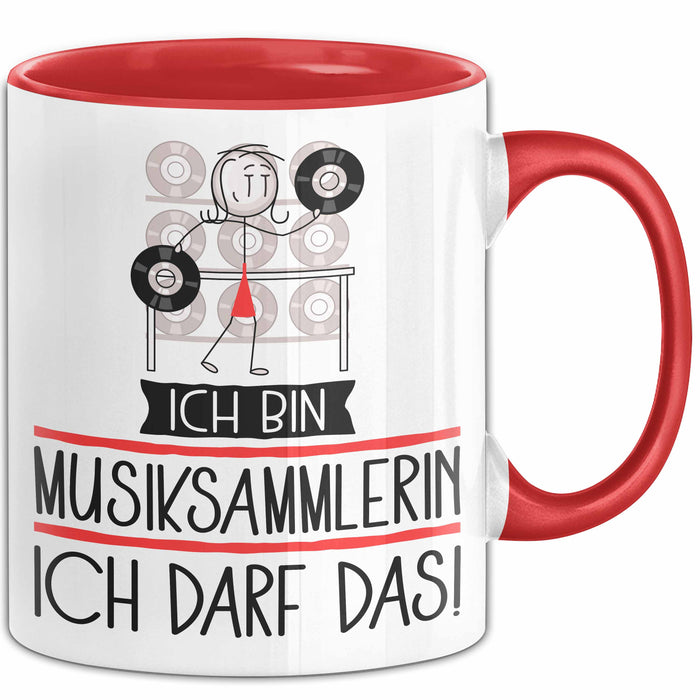 Geschenk für Musiksammlerin Tasse Lustige Geschenkidee Geburtstag Ich Bin Musiksammlerin Ich Darf Das Rot Trendation