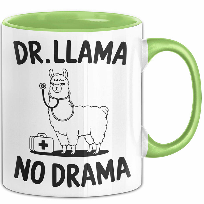 Lama Tasse Geschenk Dr Llama No Drama Geschenkidee Lustig Tier Grün Trendation