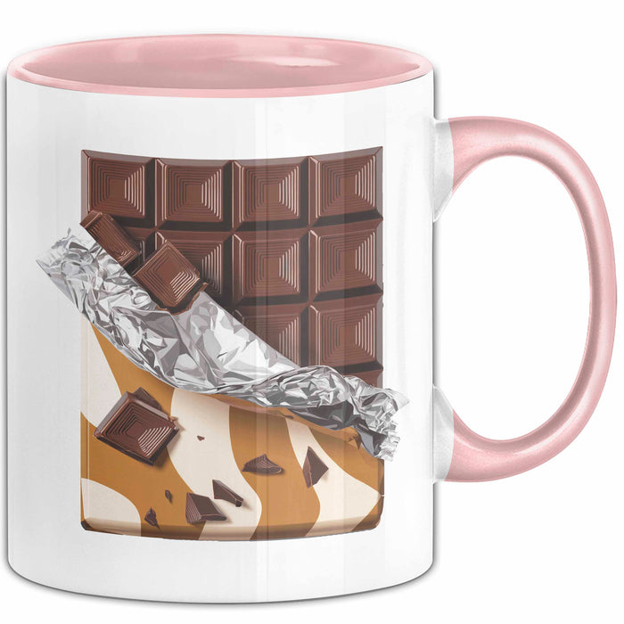 Schokoladenliebhaber Tasse Geschenkidee für Naschkatzen Rosa Trendation