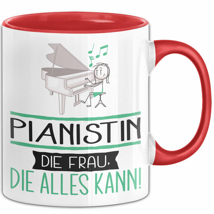 Pianistin Geschenk Tasse Becher Die Frau Die Allen Kann Geschenkidee für eine Pianistin Lustig Rot Trendation