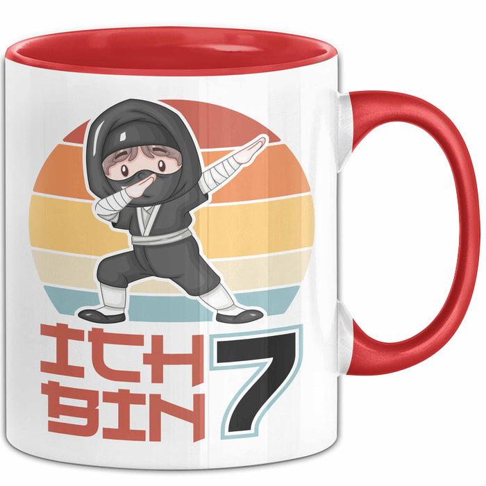 Kinder Tasse Geschenk Ich Bin 7 Ninja Junge Geburtstag Spruch Rot Trendation