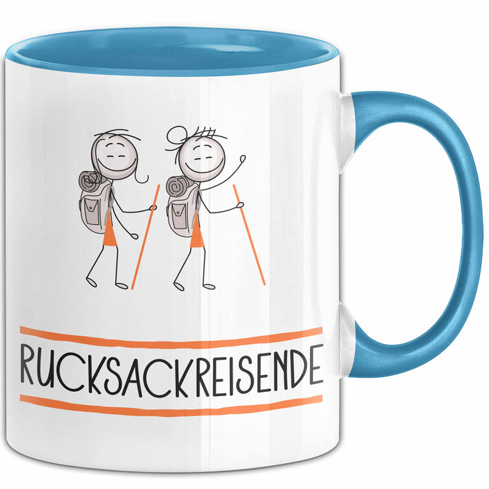 Geschenk für Rucksackreisende Tasse Lustige Geschenkidee Geburtstag Ich Bin Rucksackreisende Ich Darf Das Blau Trendation