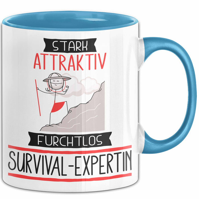 Survival-Expertin Tasse Geschenk Becher Stark Attraktiv Furchtlos Survival-Expertin Lustige Geschenkidee Blau Trendation
