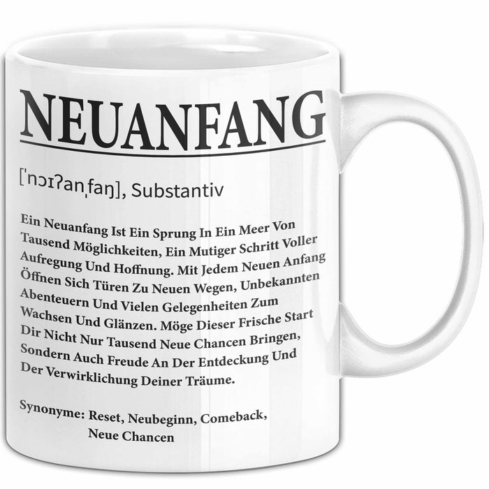Büroarbeit Kollege Tasse Geschenk Lustige Geschenkidee Spruch Neuanfang Definition Weiß Trendation