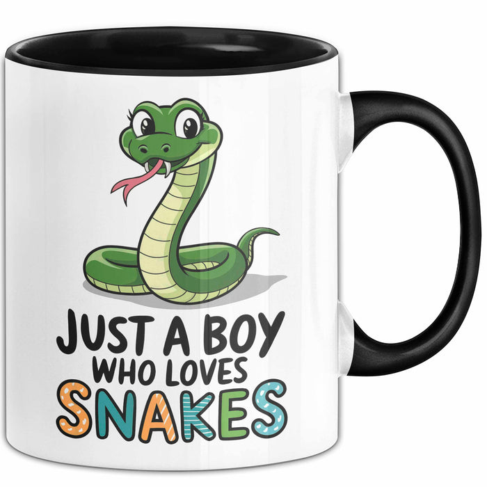 Reptil Schlange Tier Tasse Geschenk Lustige Geschenkidee Spruch Nur Ein Junge Der Schlangen Liebt Schwarz Trendation