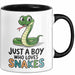 Reptil Schlange Tier Tasse Geschenk Lustige Geschenkidee Spruch Nur Ein Junge Der Schlangen Liebt Schwarz Trendation