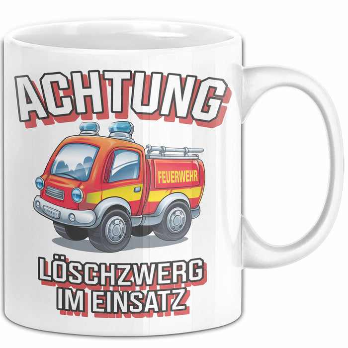 Feuerwehrmann Tasse Geschenk Feuerzwerg Im Einsatz Feuerwehr Weiß Trendation