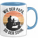 Papa Vatertag Vater Sohn Tasse Becher Geschenk Lustige Geschenkidee Spruch Wie Der Papa So Der Sohn Blau Trendation