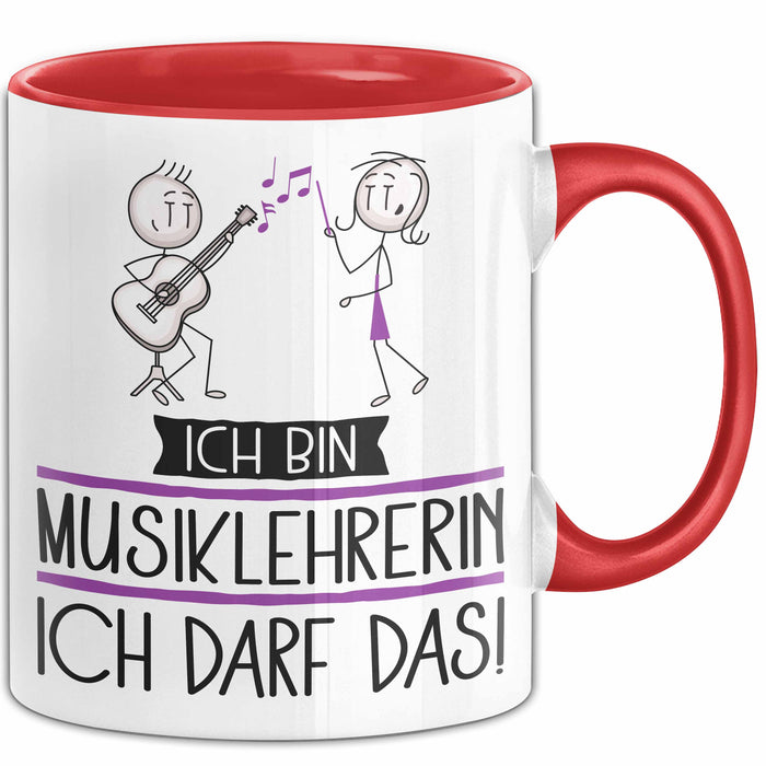 Geschenk für Musiklehrerin Tasse Lustige Geschenkidee Geburtstag Ich Bin Musiklehrerin Ich Darf Das Rot Trendation