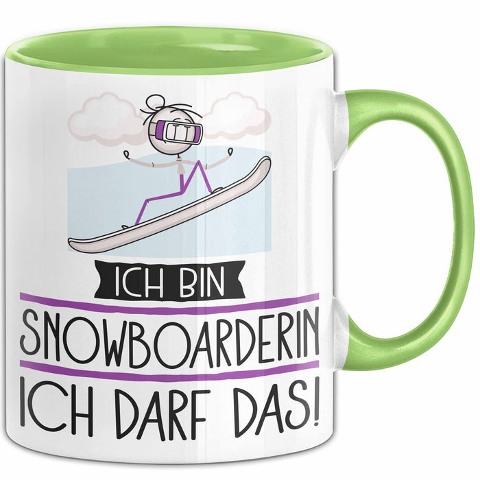 Geschenk für Snowboarderin Tasse Lustige Geschenkidee Geburtstag Ich Bin Snowboarderin Ich Darf Das Grün Trendation