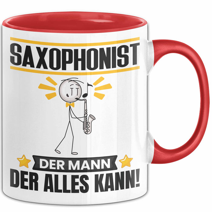 Saxophonist Tasse Geschenk für Saxophonist Der Mann Der Alles Kann Geschenkidee zum Geburtstag Rot Trendation