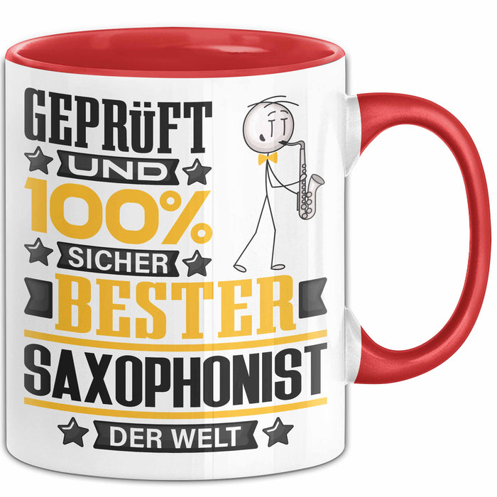 Saxophonist Geschenk Lustiger Spruch für Saxophonist Geschenkidee Bester Saxophonist Der Welt Rot Trendation