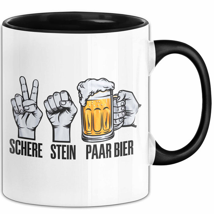 Bier Trinker Trinken Tasse Becher Geschenk Lustige Geschenkidee Spruch Schere Stein Paar Bier Trendation