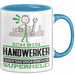 Handwerker Geschenk Tasse Ich Bin Handwerker Aber Sag Doch Einfach Superheld Lustige Geschenkdiee für Handwerker Kaffee-Becher Blau Trendation