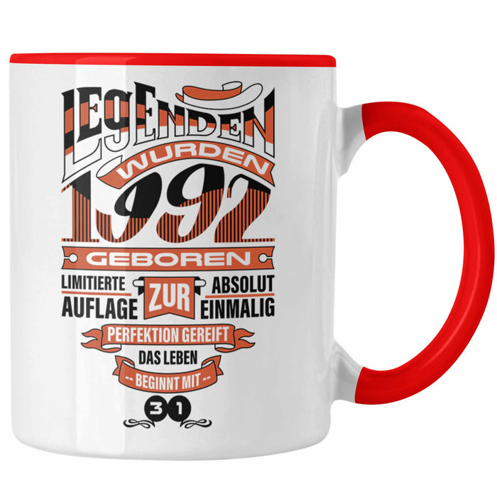 TRENDATION 30. Geburtstag Tasse Frau Mann Geschenk 30er Geschenkidee 30 Mutter Vater Rot Trendation