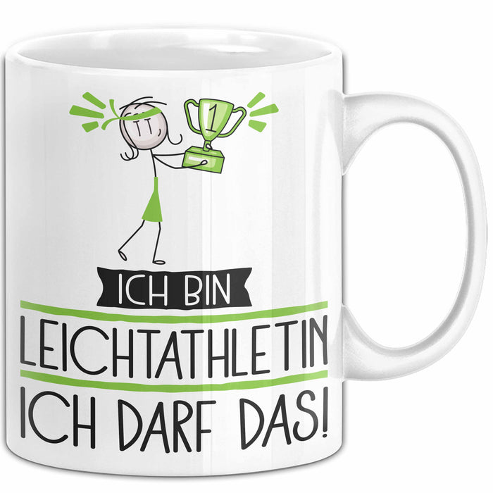 Geschenk für Leichtathletin Tasse Lustige Geschenkidee Geburtstag Ich Bin Leichtathletin Ich Darf Das Weiß Trendation