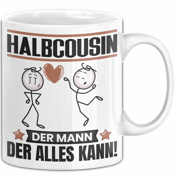 Halbcousin Tasse Geschenk für Halbcousin Der Mann Der Alles Kann Geschenkidee zum Geburtstag Weiß Trendation