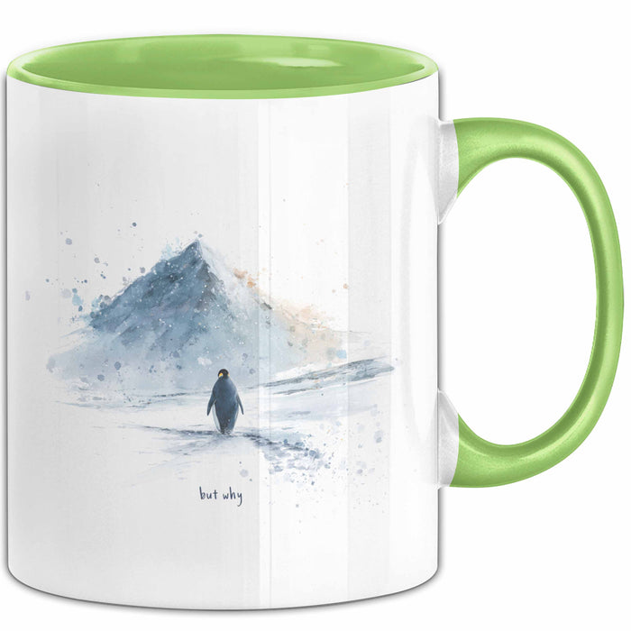 But Why Pinguin Tasse Meme Geschenk Penguin Viral Grün Trendation