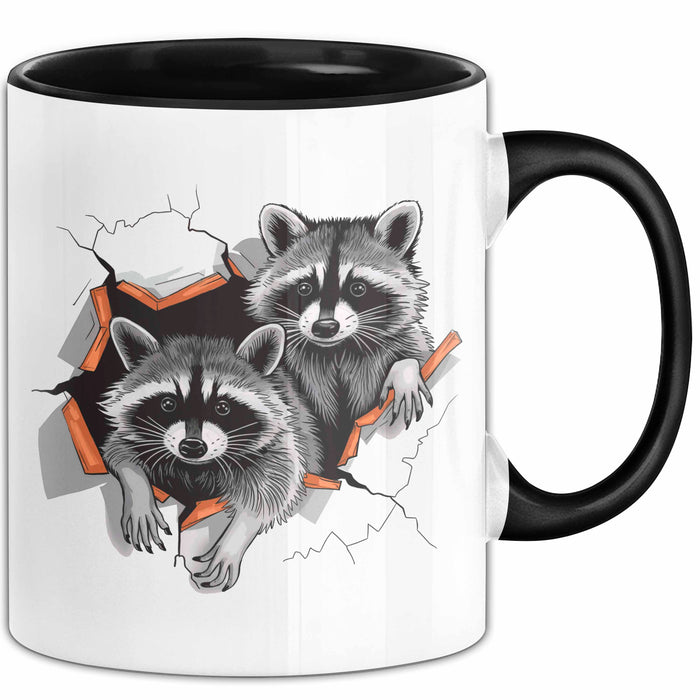 Waschbär Tierliebhaber Tasse Geschenk Lustige Geschenkidee Spruch Schwarz Trendation