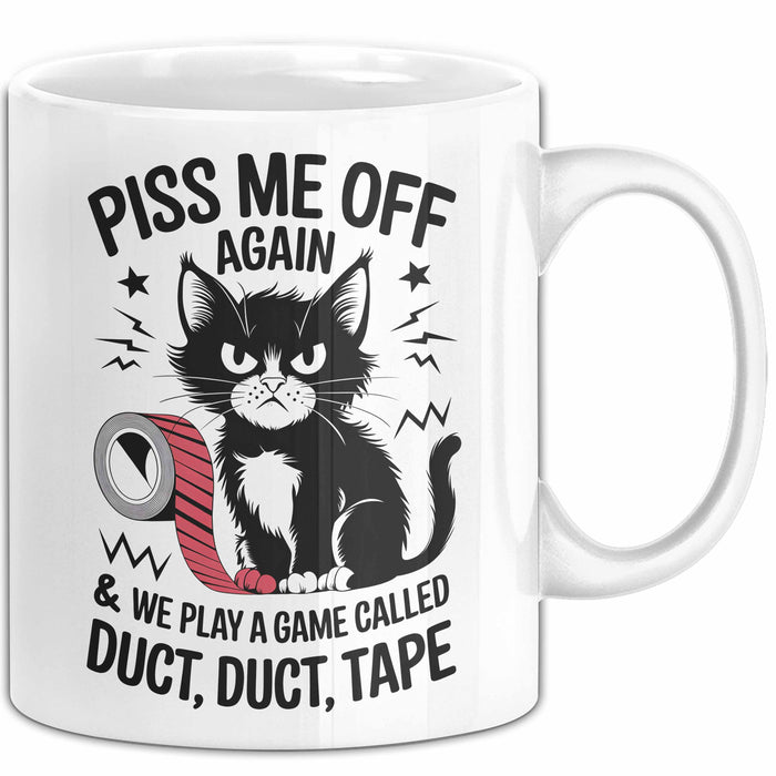 Katzen Tasse Geschenk Duct Duct Tape Geschenkidee Lustig Katze Sarkasmus Weiß Trendation