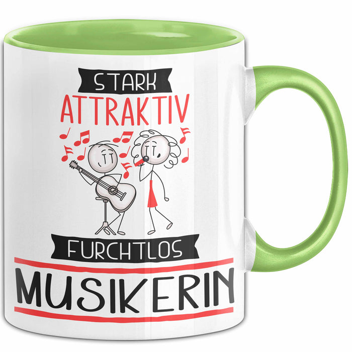 Musikerin Tasse Geschenk Becher Stark Attraktiv Furchtlos Musikerin Lustige Geschenkidee Grün Trendation