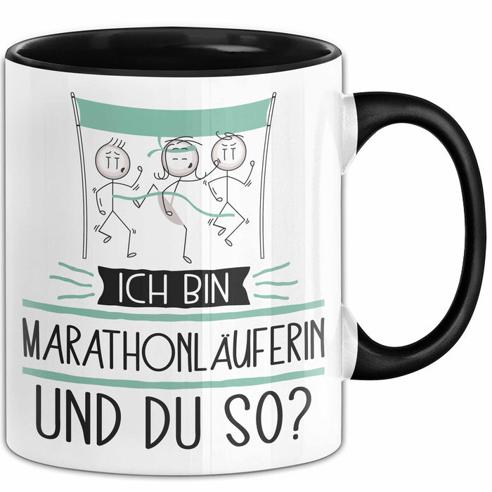 Marathonläuferin Tasse Geschenk Ich Bin Marathonläuferin Und Du So Geschenkidee Lustiger Spruch Becher Trendation