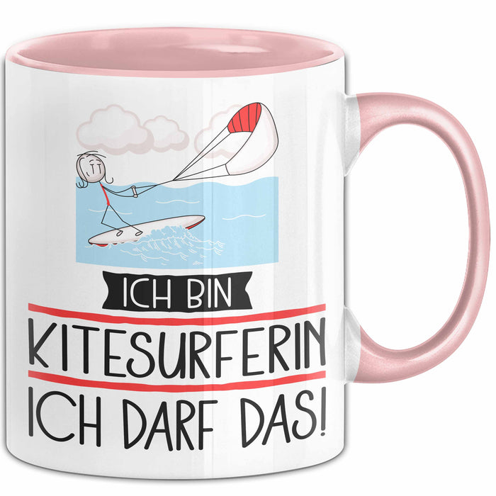 Geschenk für Kitesurferin Tasse Lustige Geschenkidee Geburtstag Ich Bin Kitesurferin Ich Darf Das Rosa Trendation