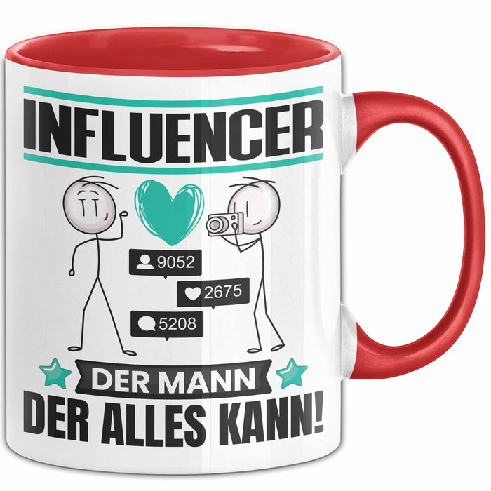 Influencer Tasse Geschenk für Influencer Der Mann Der Alles Kann Geschenkidee zum Geburtstag Rot Trendation