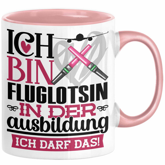 Fluglotsin Ausbildung Start Geschenk Tasse Ich Bin Fluglotsin In Der Ausbildung Ich Darf Das Kaffee-Becher Geschenkidee Rosa Trendation