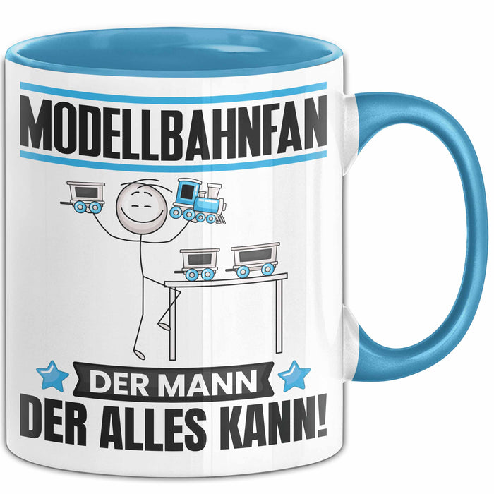 Modellbahnfan Tasse Geschenk für Modellbahnfan Der Mann Der Alles Kann Geschenkidee zum Geburtstag Blau Trendation