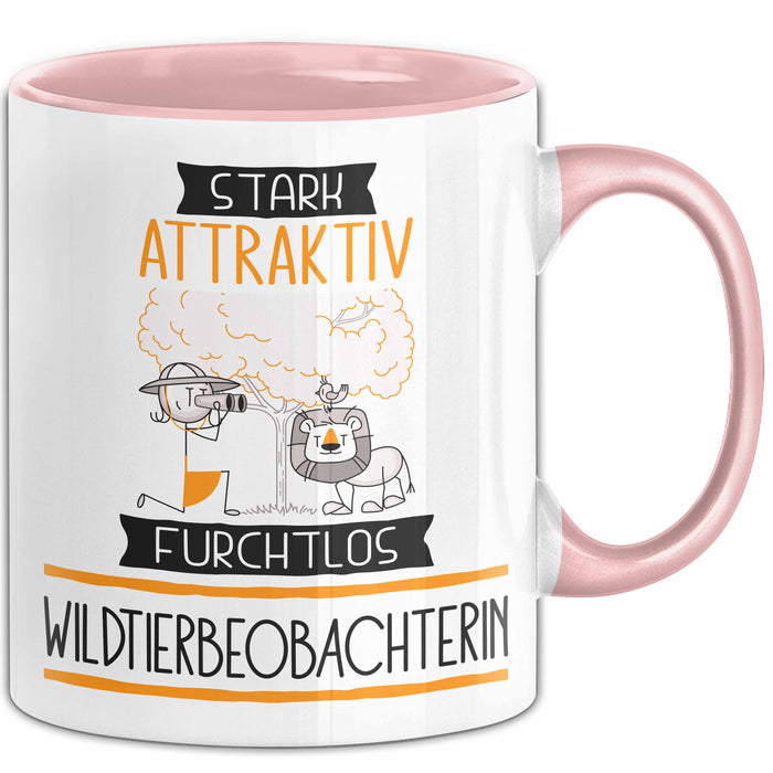 Wildtierbeobachterin Tasse Geschenk Becher Stark Attraktiv Furchtlos Wildtierbeobachterin Lustige Geschenkidee Rosa Trendation