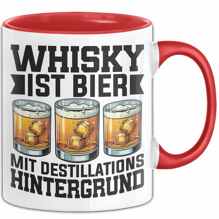 Whisky Liebhaber Tasse Geschenk Whisky Ist Bier Mit Destillations Hintergrund Rot Trendation