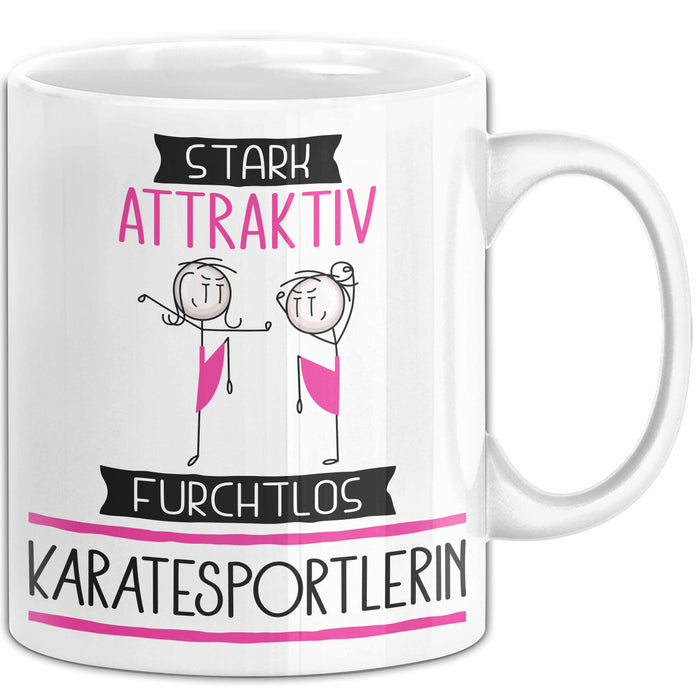 Karatesportlerin Tasse Geschenk Becher Stark Attraktiv Furchtlos Karatesportlerin Lustige Geschenkidee Weiß Trendation
