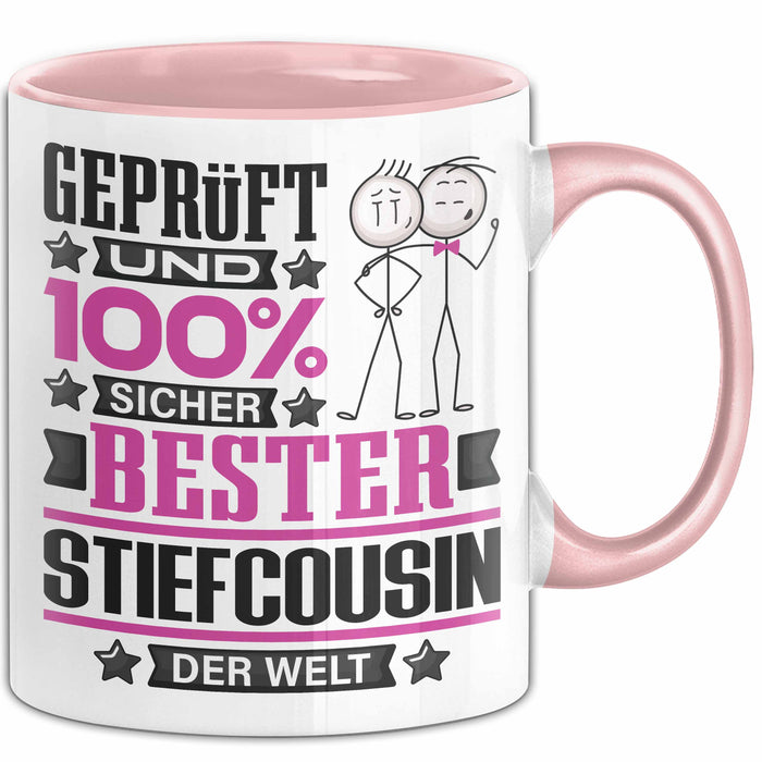 Stiefcousin Geschenk Lustiger Spruch für Stiefcousin Geschenkidee Bester Stiefcousin Der Welt Rosa Trendation