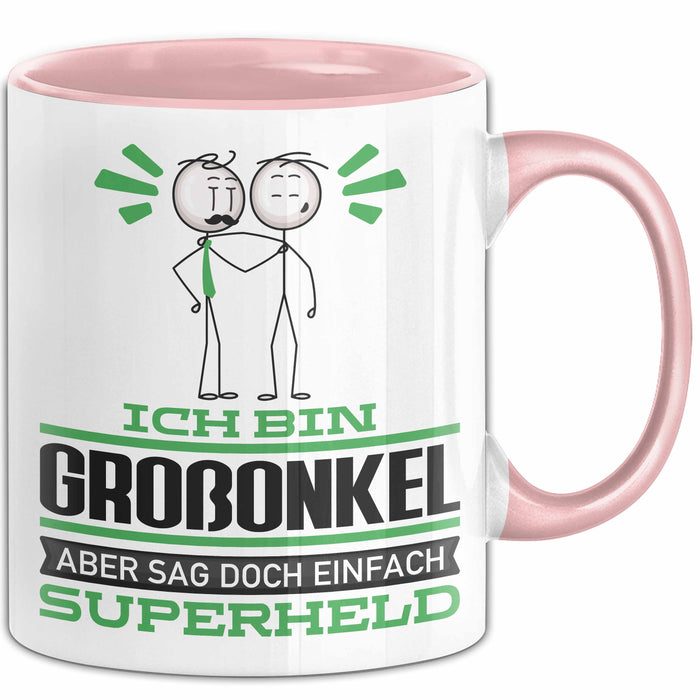 Großonkel Geschenk Tasse Ich Bin Großonkel Aber Sag Doch Einfach Superheld Lustige Geschenkdiee für Großonkel Kaffee-Becher Rosa Trendation