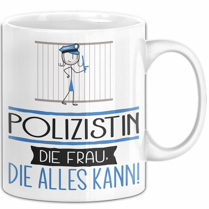 Polizistin Geschenk Tasse Becher Die Frau Die Allen Kann Geschenkidee für eine Polizistin Lustig Weiß Trendation