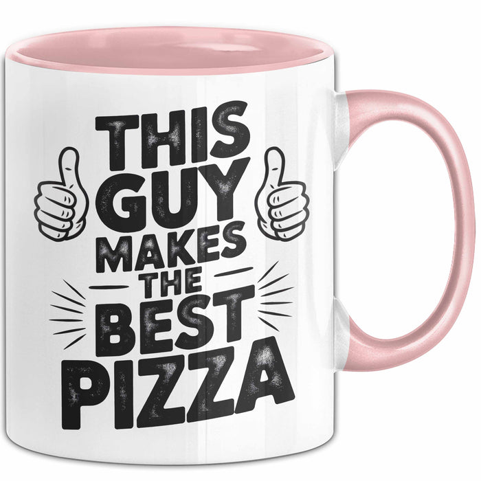 Pizzabäcker Tasse Geschenk Macht die beste Pizza Koch Spruch Rosa Trendation