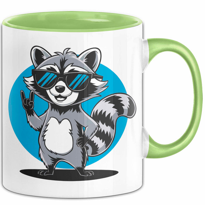 Waschbär Tierliebhaber Tasse Geschenk Lustige Geschenkidee Spruch Grün Trendation